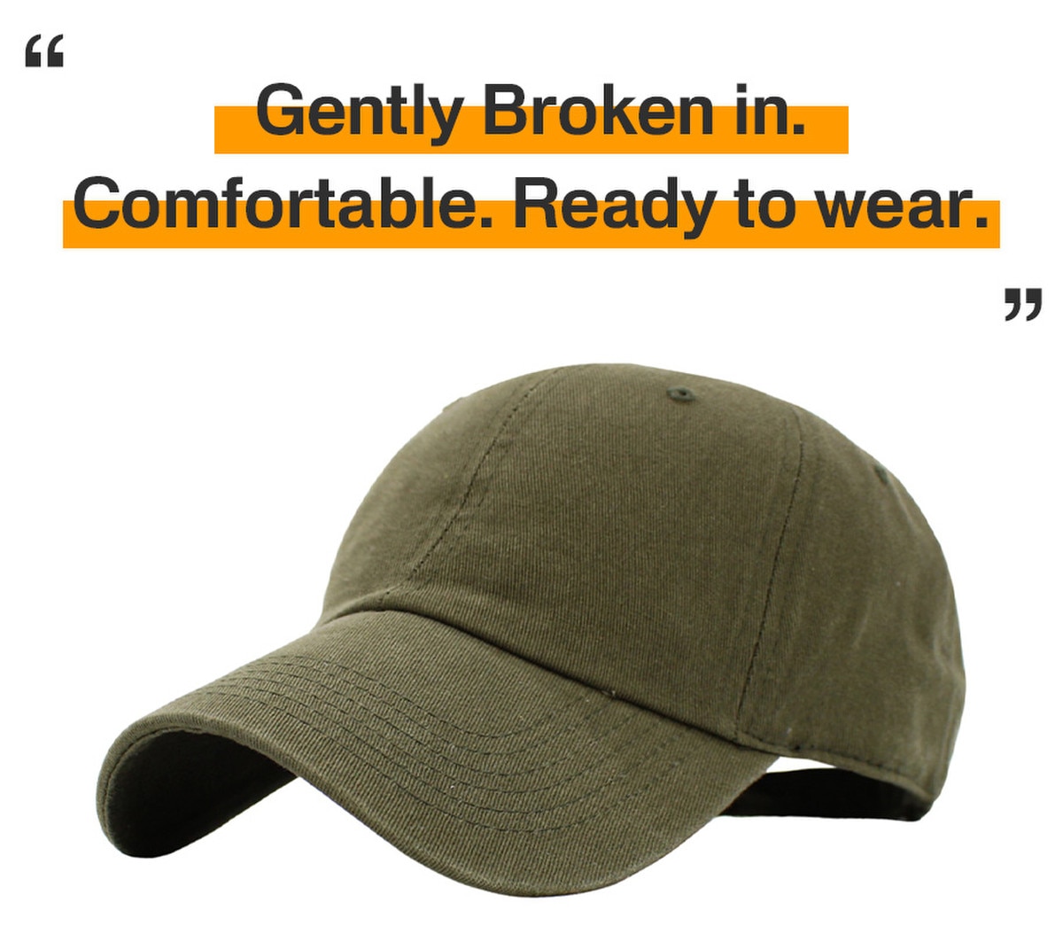 Olive Low Profile Baseball Caps Front Side View